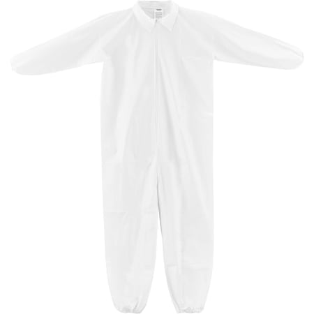 Global Industrial Disposable Microporous Coverall, Elastic Wrists/Ankles, White, Large, 25PK 708189L